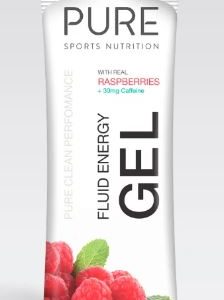 Pure Fluid Energy Gels - Raspberry 50g are a premium natural sports gel using real fruit concentrates, juices, carbohydrates, and electrolytes. Rolleston Selwyn