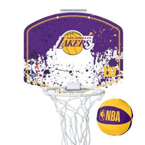 NBA TEAM MINI HOOP LAKERS Easy to assemble, over the door Mini Hoop with Ball. Graffiti paint splatter design with matching ball. Rolleston Selwyn